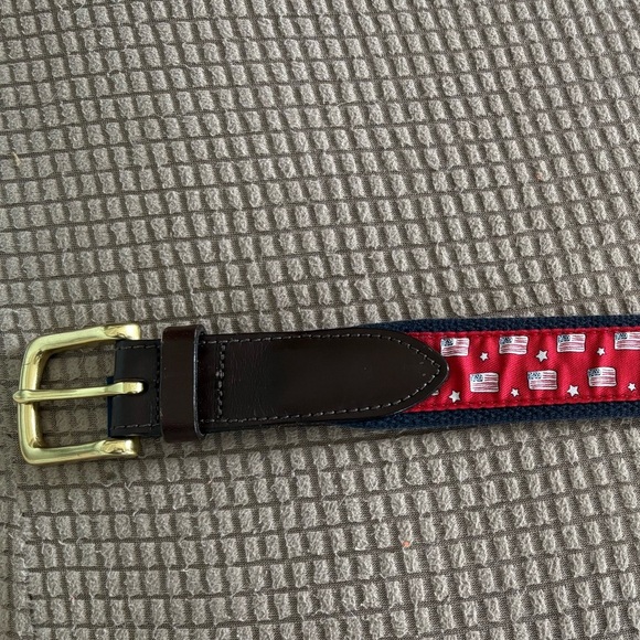 Vineyard Vines Patriotic American Flag Star Print Americana Canvas Belt 32 - Picture 2 of 12